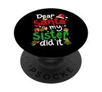 Pijama de Navidad Divertido con Texto en inglés Dear Santa My Sister Did It PopSockets PopGrip Adhesivo
