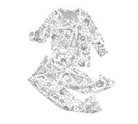 Pijama de Navidad para niños Doodle estampado a juego para padres e hijos ropa para el hogar confortable vacaciones Loungewear niños adultos n20, blanco, 2 años