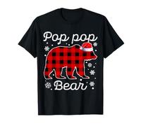 Pijama de Navidad Pop Pop Bear a Cuadros Rojos de la Familia Buffalo Camiseta