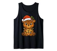 Pijama de Oso con Luces de árbol de Navidad para niñas y niños Camiseta sin Mangas