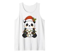 Pijama de Panda con Luces de árbol de Navidad para niñas y niños Camiseta sin Mangas