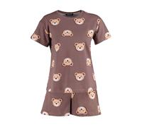 Pijama de pantalón corto Mujer Trendyol S umbra / capuchino / negro / blanco