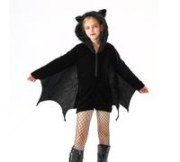 Pijama de una pieza para niños, disfraz de halloween para niños, murciélago, pequeño disfraz de espectáculo, para niña, fiesta, divertido, Smiffys Bat Avenue, murciélago, cómodo para mujer, negro, L