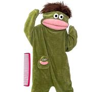Pijama De Una Pieza Tonto Onesie con Un Monstruo De Felpa Verde, Sudadera con Capucha Y Manta con Forma De Criatura De Boca Grande, Disfraz De Saco De Dormir Cómodo para Adultos (Verde,S)