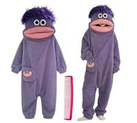 Pijama De Una Pieza Tonto Onesie con Un Monstruo De Felpa Verde, Sudadera con Capucha Y Manta con Forma De Criatura De Boca Grande, Disfraz De Saco De Dormir Cómodo para Adultos (Violeta,S)