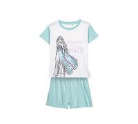 Pijama de Verano de Elsa para Niña - Color Blanco y Celeste - Talla 4 Años - Pijama Corto Fabricado en Algodón 100% - Estampado de Elsa con Frase - Producto Original Diseñado en España