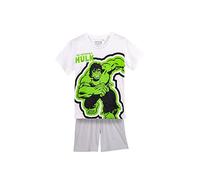 Pijama de Verano de Hulk para Niño - Color Blanco - Talla 3 Años - Pijama Corto Fabricado en Algodón 100% - Estampado de Hulk - Producto Original Diseñado en España