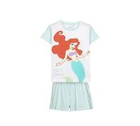 Pijama de Verano de La Sirenita para Niña - Color Blanco y Celeste - Talla 3 Años - Pijama Corto Fabricado en Algodón 100% - Estampado de La Sirenita - Producto Original Diseñado en España