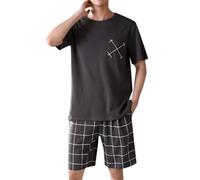 Pijama de verano de manga corta para hombre 2026, para el tiempo libre, se puede llevar fuera del hogar, café, 3XL