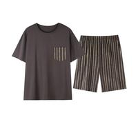 Pijama de verano de manga corta para hombre 2026, para el tiempo libre, se puede llevar fuera del hogar, marrón, L