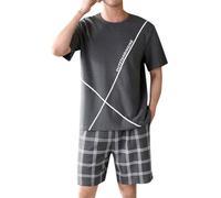 Pijama de verano de manga corta para hombre 2026, para el tiempo libre, se puede llevar fuera del hogar, gris oscuro, XL