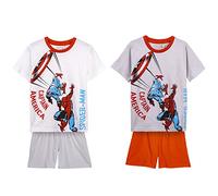 Pijama de Verano de Spiderman y Capitán América para Niño - Color Blanco - Talla 7 Años - Pijama Corto Fabricado en Algodón 100% - Estampado de Superhéroes - Producto Original Diseñado en España
