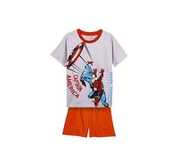 Pijama de Verano de Spiderman y Capitán América para Niño - Diseño Bicolor - Talla 6 Años - Pijama Corto Fabricado en Algodón 100% - Estampado de Superhéroes - Producto Original Diseñado en España