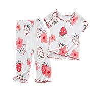 Pijama de Verano para niña, Conjunto de Manga Corta con Borde de Oreja de con patrón de, Ropa para el, Ropa para Acondicionado Lactancia Mujer Dibujos Hombre Invierno