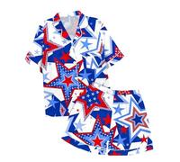 Pijama de Verano para niños y niñas con Estampado del Día de la Independencia, Camiseta de Manga Corta y Pantalones Cortos Traje Formal Hombre Elegante Trajes De La Mujer Maravilla Niña 6 Años