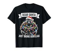 Pijama Divertido con Texto en inglés «Dear Santa Just Bring Gorilas» Camiseta