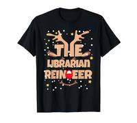 Pijama Divertido de Bibliotecario navideño con Renos de The Librarian Camiseta gráfica económica, Hombre, Negro, XL