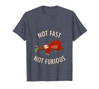 Pijama Divertido de Camping con Texto en inglés «Not Fast Not Furious Sloth» Camiseta, Hombre, Azul Jaspeado, M