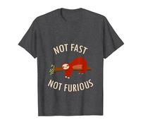 Pijama Divertido de Camping con Texto en inglés «Not Fast Not Furious Sloth» Camiseta, Hombre, Jaspeado Oscuro, XXL