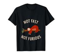 Pijama Divertido de Camping con Texto en inglés «Not Fast Not Furious Sloth» Camiseta, Hombre, Negro, 3XL