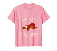 Pijama Divertido de Camping con Texto en inglés «Not Fast Not Furious Sloth» Camiseta, Hombre, Rosado, S