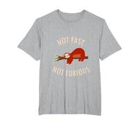 Pijama Divertido de Camping con Texto en inglés «Not Fast Not Furious Sloth» Camiseta, Hombre Tallas Grandes, Gris Jaspeado, 6X Alto
