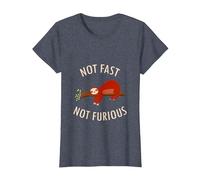 Pijama Divertido de Camping con Texto en inglés «Not Fast Not Furious Sloth» Camiseta, Mujer, Azul Jaspeado, 3XL