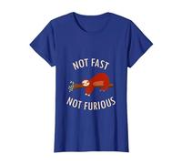 Pijama Divertido de Camping con Texto en inglés «Not Fast Not Furious Sloth» Camiseta, Mujer, Azul Real, XL