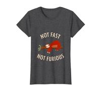 Pijama Divertido de Camping con Texto en inglés «Not Fast Not Furious Sloth» Camiseta, Mujer, Jaspeado Oscuro, XXL