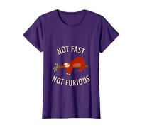 Pijama Divertido de Camping con Texto en inglés «Not Fast Not Furious Sloth» Camiseta, Mujer, Morado, 3XL