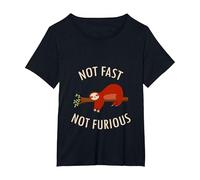 Pijama Divertido de Camping con Texto en inglés «Not Fast Not Furious Sloth» Camiseta, Mujer Tallas Grandes, Negro, 4XL Grande
