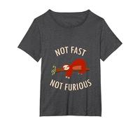 Pijama Divertido de Camping con Texto en inglés «Not Fast Not Furious Sloth» Camiseta, Mujer Tallas Grandes, Jaspeado Oscuro, 3XL Grande