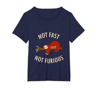 Pijama Divertido de Camping con Texto en inglés «Not Fast Not Furious Sloth» Camiseta, Mujer Tallas Grandes, Azul Marino, 6XL Grande