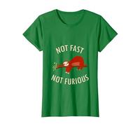 Pijama Divertido de Camping con Texto en inglés «Not Fast Not Furious Sloth» Camiseta, Mujer, Verde Kelly, XS