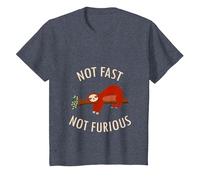 Pijama Divertido de Camping con Texto en inglés «Not Fast Not Furious Sloth» Camiseta, Niños, Azul Jaspeado, 3 años