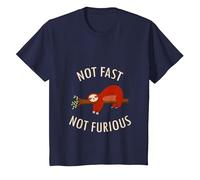 Pijama Divertido de Camping con Texto en inglés «Not Fast Not Furious Sloth» Camiseta, Niños, Azul Marino, 12 años