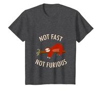 Pijama Divertido de Camping con Texto en inglés «Not Fast Not Furious Sloth» Camiseta, Niños, Jaspeado Oscuro, 4 años
