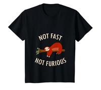 Pijama Divertido de Camping con Texto en inglés «Not Fast Not Furious Sloth» Camiseta, Niños, Negro, 8 años