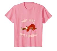 Pijama Divertido de Camping con Texto en inglés «Not Fast Not Furious Sloth» Camiseta, Niños, Rosado, 12 años