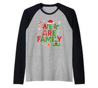 Pijama Divertido de Navidad 2025 con Texto en inglés We Are Family Christmas Camiseta Manga Raglan