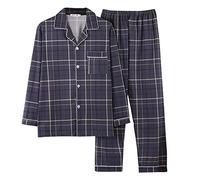 Pijama Hombre Invierno Algodón Conjuntos Pijamas de Manga Larga y Caliente Ropa de Dormir Hombre con Escote Henley Ropa Relajante de Colores Contrastes para Hombres Dos Piezas, Dark Gray, XXXL