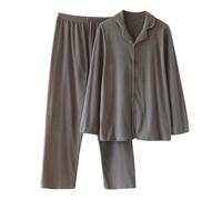 Pijama Hombre Invierno, Conjunto de para Pareja con microelástico, Camiseta y Pantalones de Manga Larga de Forro Polar cálidos, Ropa acogedora para el hogar en Invierno. (Grey, XL)