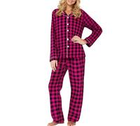 Pijama Hombre Invierno Tallas Grandes - Conjunto de A Juego con Estampado Tartán de Manga Larga Y Tejido Suave Y Transpirable para Una Mayor Comodidad Y Relajación (Watermelon Red XL)