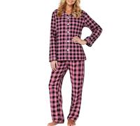 Pijama Hombre Invierno Tallas Grandes - Conjunto de A Juego con Estampado Tartán de Manga Larga Y Tejido Suave Y Transpirable para Una Mayor Comodidad Y Relajación (Black L)