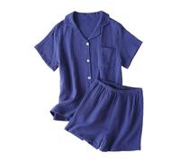 Pijama Hombre Verano,Mis Pedidos Pijama de Hombres Corto de Algodón Camisa Manga Corta con Bolsillo y Pantalones Corto Conjunto de Ropa para Dormir Suave y Cómodo Pijamas de Caballero Traje de Casa