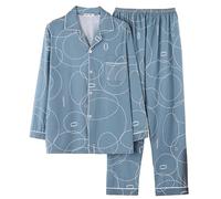 Pijama Homem Algodão - para Cárdigan de Manga Larga Tejido A Cuadros de Algodón Puro Ropa Gruesa para El Hogar (Light Gray XXXL)