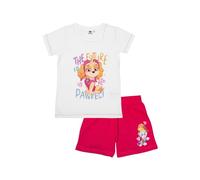 Pijama infantil de la Patrulla Canina para niña - The Future Pawfect - Conjunto de pijama de manga corta con pantalones, color blanco y rosa, Blanco/Rosa, 98 cm-104 cm