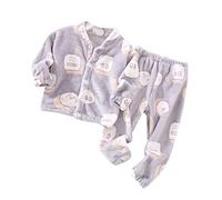 Pijama Infantil de Manga Larga con Estampados Divertidos Conjunto de Dos Piezas para y Comodo y para Dormir (Grey, 18-24 Months)