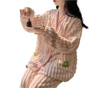 Pijama Invierno Mujer Pijama de mujer, Conjunto de Pijama de invierno, pijamas de lana, ropa de dormir gruesa y cálida de terciopelo, ropa de casa for mujer, bonito y dulce Pijama(Apricot,XL)