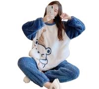 Pijama Invierno Mujer Ropa de dormir gruesa y cálida for mujer, pijamas de terciopelo Coral, ropa de descanso, ropa de dormir acolchada de oso de dibujos animados de invierno for niña, conjuntos de ro
